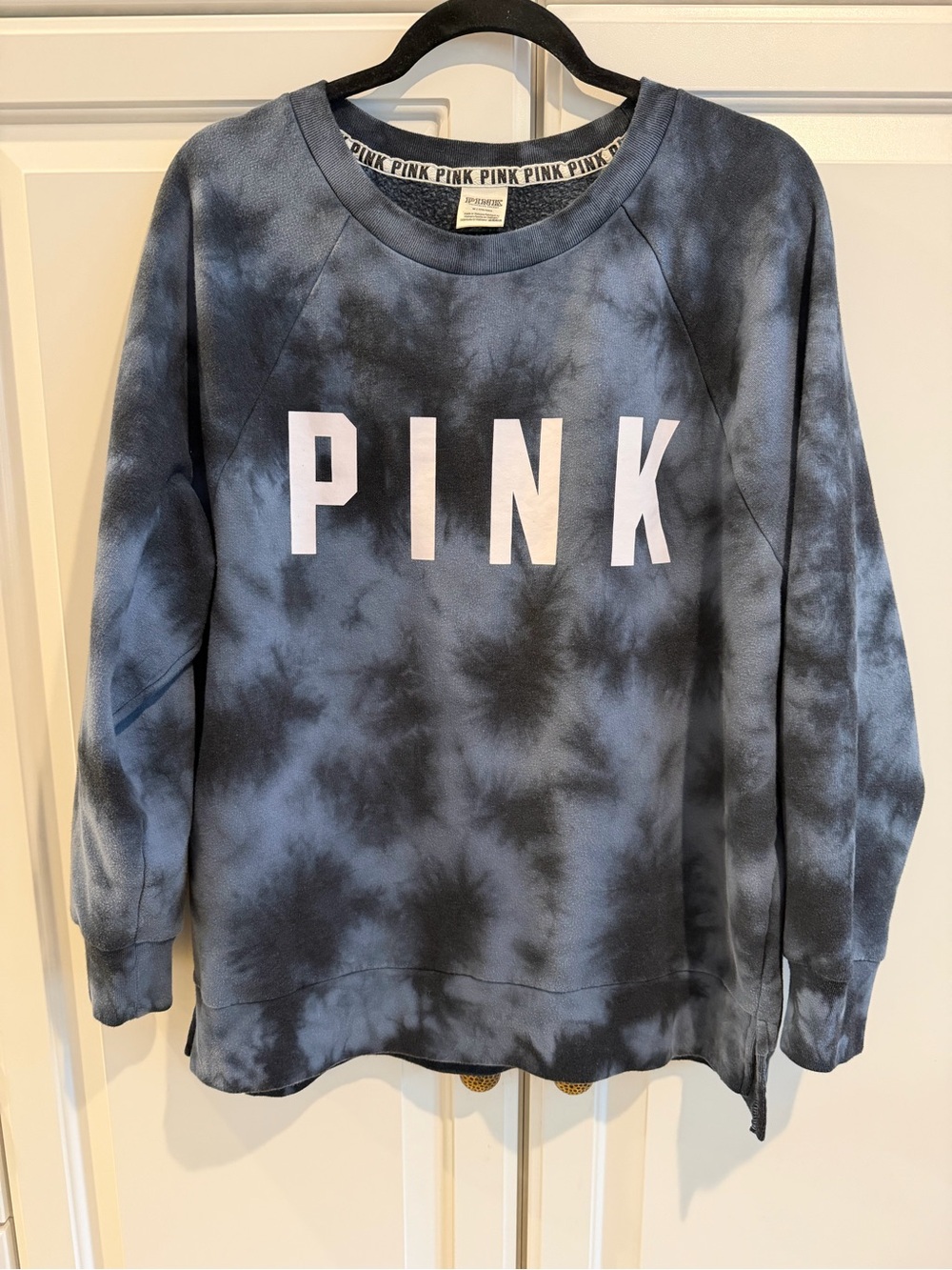 Victoria's Secret PINK Blue & Black Tie-Dye Crewneck Sweatshirt